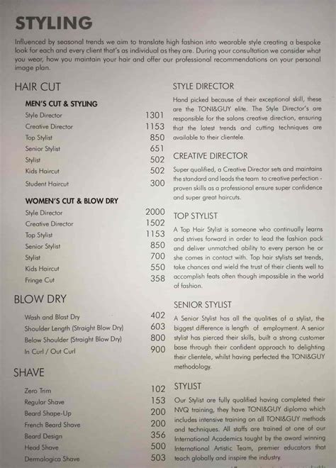 toni guy|Hair Salon in Albuquerque Price Menu